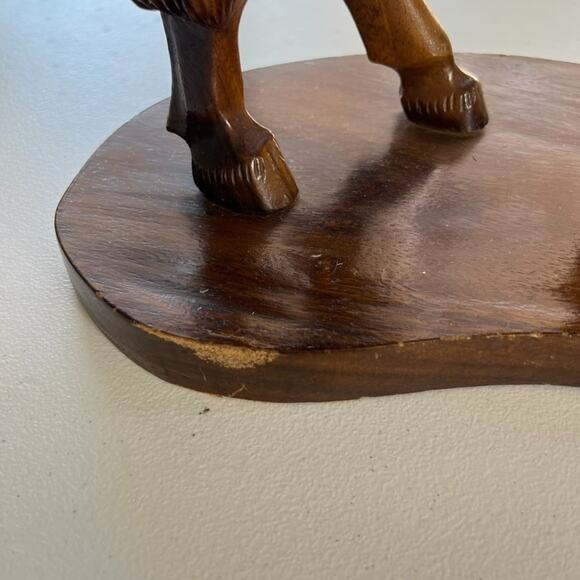 Hand Carved Rearing Stallion Sculpture Solid Wood 18” - Picture 6 of 15